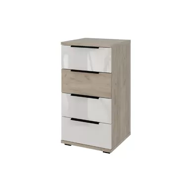 Комод (4 ящика) Альянс - Дуб Крафт  / Белый глянец (Столлайн)