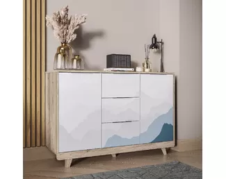 Комод Мегаполис КМ-15 - Фотопечать Аква/Дуб каньон (BTS)