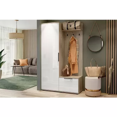 Прихожая Альянс (Комплект 2) - Дуб Крафт / Белый глянец (Столлайн)