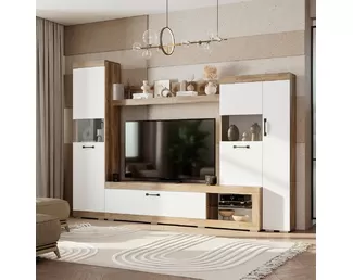 Гостиная Тесла ГС-01 - Дуб Каньон / Белый (BTS)