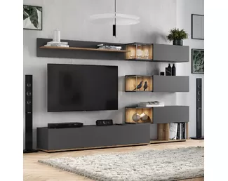 Гостиная Рига ГС-01 - Графит/Дуб каньон (BTS)