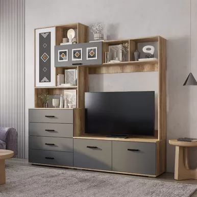 Центральная секция Вегас ЦС-03 - Графит/Дуб каньон (BTS)