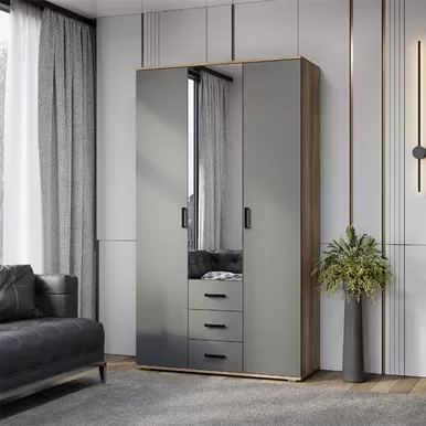 Шкаф 3-х створчатый Вегас ШК-08 - Графит/Дуб каньон (BTS)