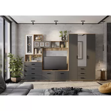 Гостиная Вегас - Комплект 1 - Графит/Дуб каньон (BTS)