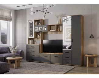 Гостиная Вегас - Комплект 2 - Графит/Дуб каньон (BTS)