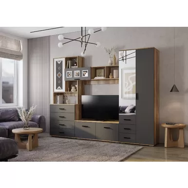 Гостиная Вегас - Комплект 2 - Графит/Дуб каньон (BTS)