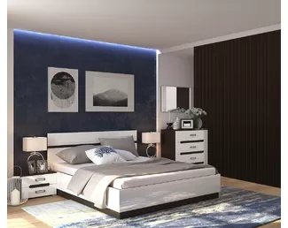 Спальня Вегас - Комплект 7 - Белый глянец/Венге (Горизонт)