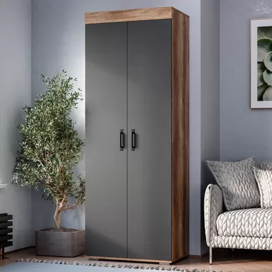 Шкаф 2-х створчатый Прима ШК-03 - Графит/Дуб каньон (BTS)