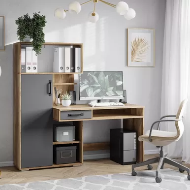 Стол письменный Прима ПС-02 - Графит/Дуб каньон (BTS)