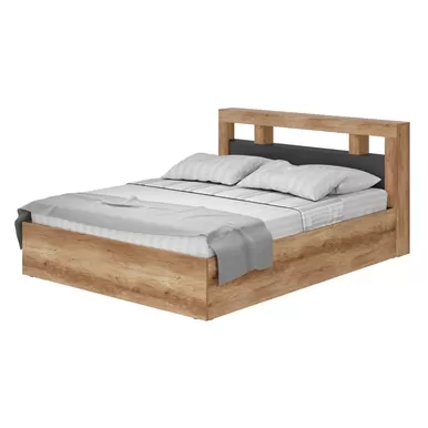 Кровать Прима КР-16 1,6 м с настилом ЛДСП - Графит/Дуб каньон (BTS)