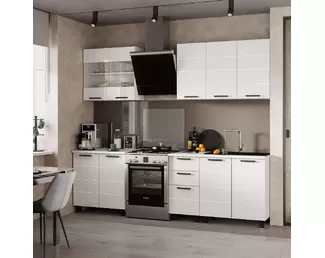 Кухонный гарнитур Дина 2.0м - Белый глянец (BTS)