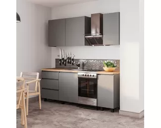 Кухонный гарнитур Асти 1.6м ЛДСП - Графит (BTS)