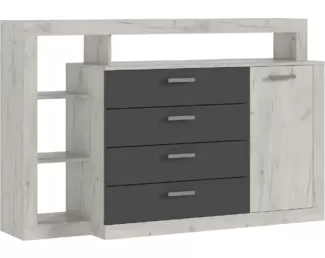 Комод Ангара - Дуб Крафт белый / Графит (МИФ)