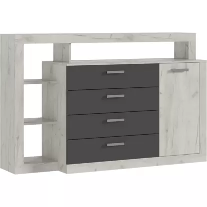 Комод Ангара - Дуб Крафт белый / Графит (МИФ)