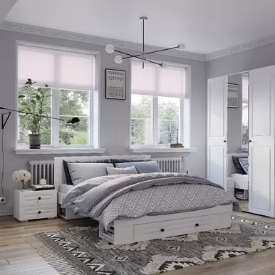 Спальня Софт - Комплект 1 - Эмаль белая F26/Белый (BTS)