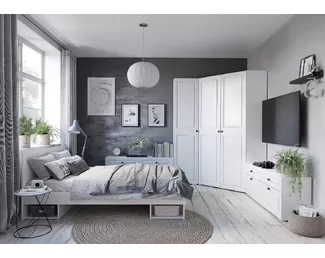 Спальня Софт - Комплект 3 - Эмаль белая F26/Белый (BTS)