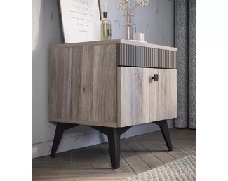 Тумба прикроватная Кассандра ТБ-11 - Муссон Софт MF14/Дуб Смоки (BTS)