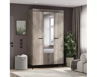 Шкаф 3-х створчатый Кассандра ШК-08 - Муссон Софт MF14/Дуб Смоки (BTS)