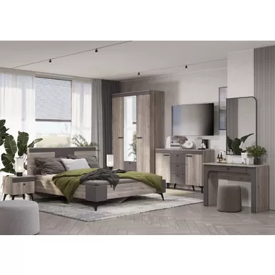 Спальня  Кассандра - Комплект 1 - Муссон Софт MF14/Дуб Смоки (BTS)