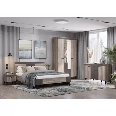 Спальня  Кассандра - Комплект 2 - Муссон Софт MF14/Дуб Смоки (BTS)