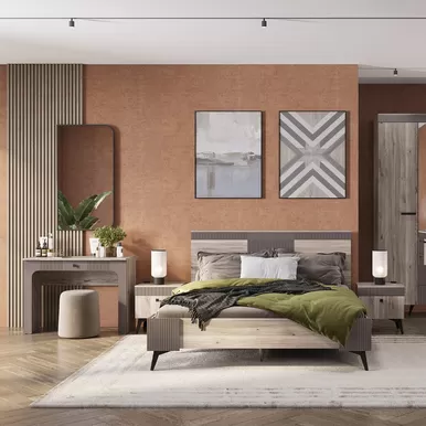 Спальня Кассандра - Комплект 4 - Муссон Софт MF14/Дуб Смоки (BTS)