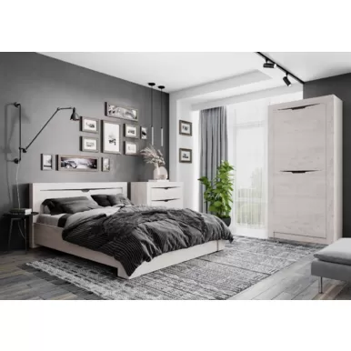 Спальня Леонардо - Комплект 2 - Бетон Пайн светлый/Графит (BTS)