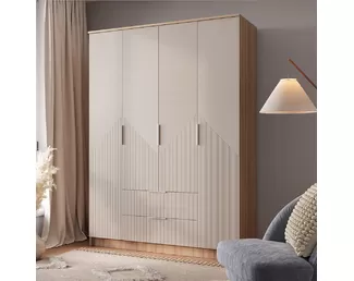 Шкаф 4-х створчатый Эмилия ШК-11 - Дуб Смоки/Айриш MF03 (BTS)