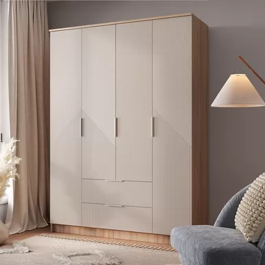 Шкаф 4-х створчатый Эмилия ШК-11 - Дуб Смоки/Айриш MF03 (BTS)