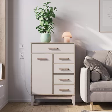 Комод Скандика КМ-13 - Дуб Смоки/Кашемир (BTS)