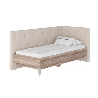 Кровать Скандика КР-04 0,9 м - Вариант 2 - Дуб Смоки/Молочный (BTS)