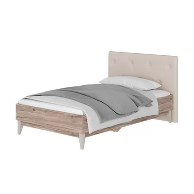 Кровать Скандика КР-09 1,2 м - Вариант 1 - Дуб Смоки/Молочный (BTS)