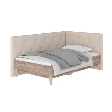 Кровать Скандика КР-09 1,2 м - Вариант 2 - Дуб Смоки/Молочный (BTS)