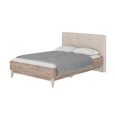 Кровать Скандика КР-14 1,4 м - Вариант 1 - Дуб Смоки/Молочный (BTS)