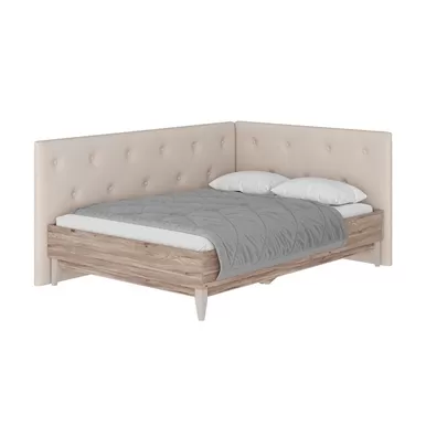 Кровать Скандика КР-14 1,4 м - Вариант 2 - Дуб Смоки/Молочный (BTS)