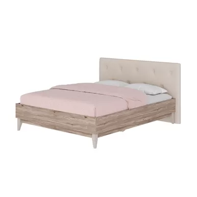 Кровать Скандика КР-19 1,6 м - Вариант 1 - Дуб Смоки/Молочный (BTS)
