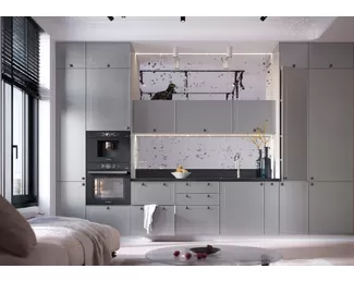 Кухня Перфетта Royal 4.0м - Platinum Grey (Сурская мебель)