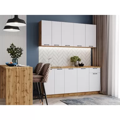 Кухонный гарнитур Валерия 1.8м - Вариант 2 - Белый Софт (Сурская мебель)