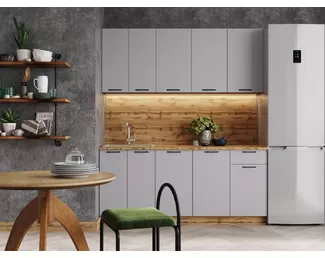 Кухонный гарнитур Валерия 1.8м - Вариант 1 - Серый Софт (Сурская мебель)