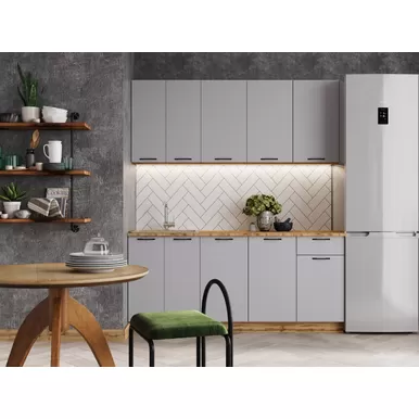 Кухонный гарнитур Валерия 1.8м - Вариант 2 - Серый Софт (Сурская мебель)
