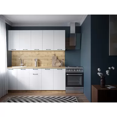 Кухонный гарнитур Валерия 2.0м - Вариант 1 - Белый Софт (Сурская мебель)