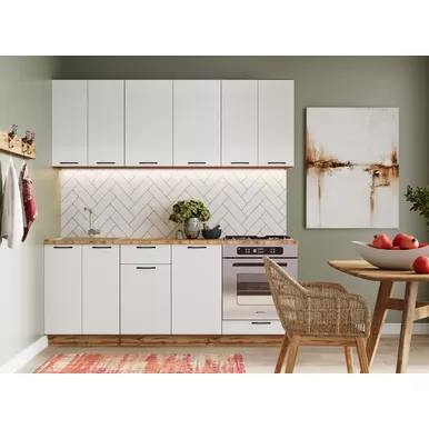 Кухонный гарнитур Валерия 2.0м - Вариант 2 - Белый Софт (Сурская мебель)