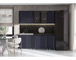 Кухонный гарнитур Виктория 2.0м - Вариант 1 - Пластер Индиго (МИФ)