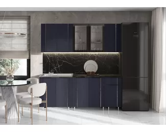 Кухонный гарнитур Виктория 2.0м - Вариант 2 - Пластер Индиго (МИФ)