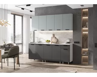 Кухонный гарнитур Бриз 2.0м ЛДСП - Сумеречный голубой/Графит (МИФ)