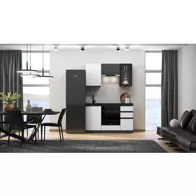 Кухонный гарнитур Техно-6 1.5м - Графит Софт/Белый снег Софт (МИФ)