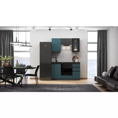 Кухонный гарнитур Техно-6 1.5м - Графит Софт/Атлантик Софт (МИФ)