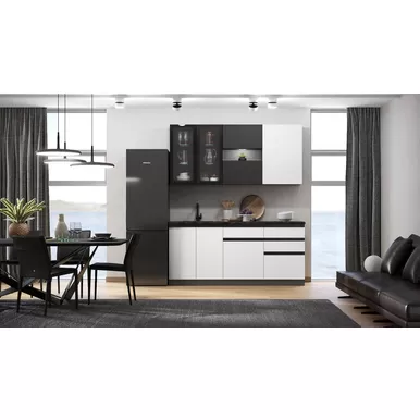 Кухонный гарнитур Техно-6 2.0м - Графит софт/Белый снег Софт (МИФ)