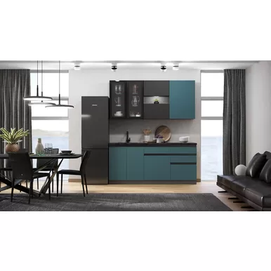 Кухонный гарнитур Техно-6 2.0м - Графит софт/Атлантик Софт (МИФ)