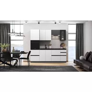 Кухонный гарнитур Техно-6 2.4м - Графит софт/Белый снег Софт (МИФ)