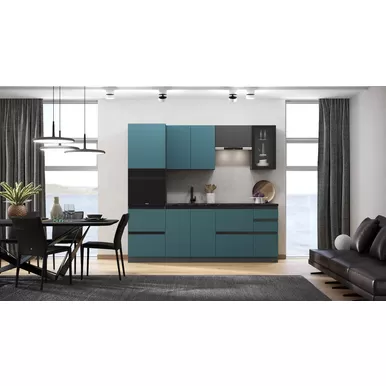 Кухонный гарнитур Техно-6 2.4м - Графит софт/Атлантик Софт (МИФ)